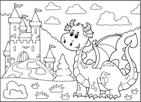 Le coloriage Dragon Château