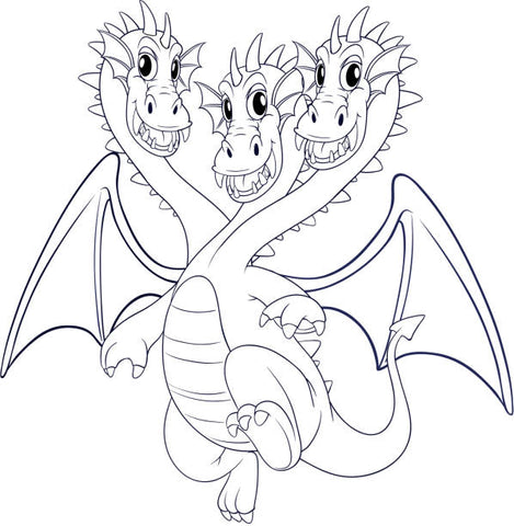 Le coloriage Dragon à trois têtes