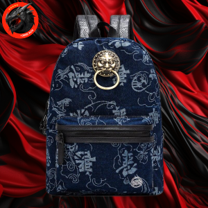 Sac Bandoulière Homme En Cuir Vegan - Motif Dragon Noir & Doré - Taille 17x24x6 Cm - KLL
